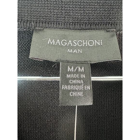 Magaschoni Man Quarter Zip Black Medium Short Sleeve Sweater Polo Top Shirt $78 - Picture 6 of 15
